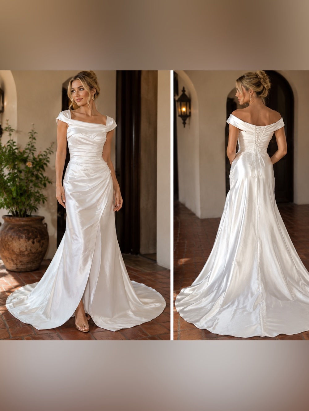 Gorgeous Satin White Bridal Dress Sz 8-9